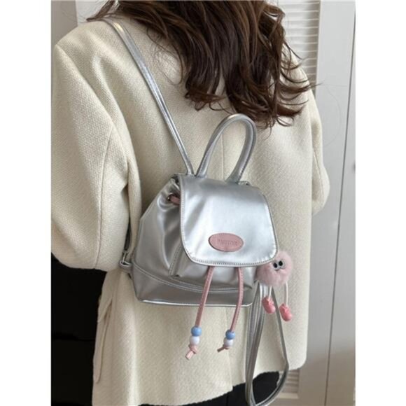 Mini Leather Drawstring Backpack Bag - Picture 5 of 6